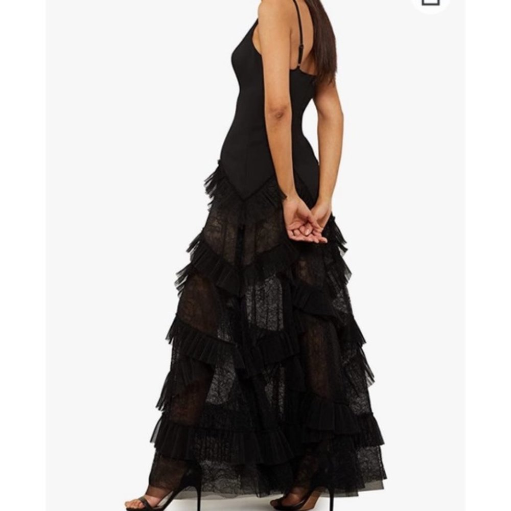 New* BCBG MAXAZRIA Avaline Pleated Ruffle Skirt Lace Tulle Dress Size 10 $498 - Picture 4 of 12